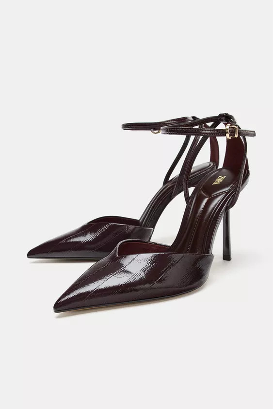 STRAPPY PATENT FINISH SLINGBACK SHOES | Zara Canada