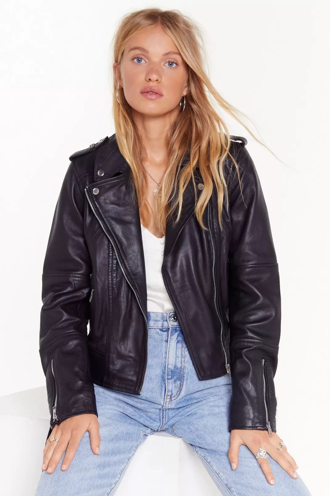 Faux Leather Zip Oversized Jacket | Nasty Gal (US)