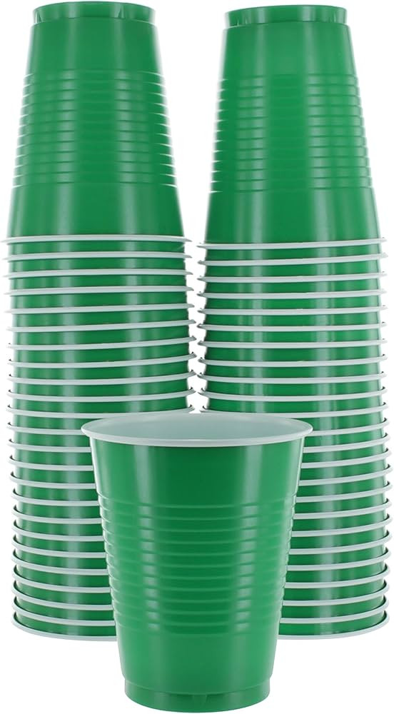 Disposable Plastic Cups, Green Colored Plastic Cups, 18-Ounce Plastic Party Cups, Strong and Stur... | Amazon (US)