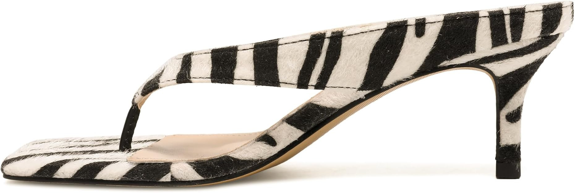 Kitten Heeled Sandals for Women Slip On Square Clip Toe Flip Flips Low Heel Pumps Comfortable Tho... | Amazon (US)