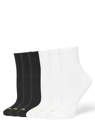 HUE Women's Mini Crew Sock 6-Pack, Mini Crew Socks for Women, White/Black Pack | Amazon (US)