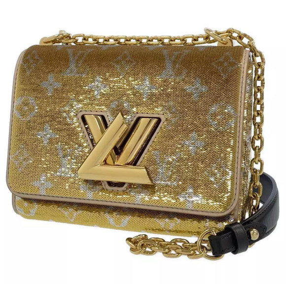 Louis Vuitton Sequin Twist Bag Monogram PM Crossbody/Shoulder Evening Gold LV | Poshmark