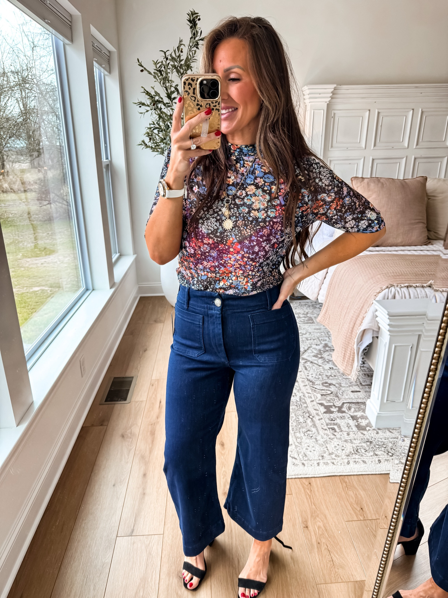 Wide leg crop pants, pants, size 30 mesh top, mesh floral top size large

#LTKover40 #LTKmidsize #LTKSpringSale