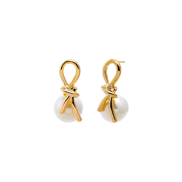 Bow Pearl Stud Earrings | Adina Eden
