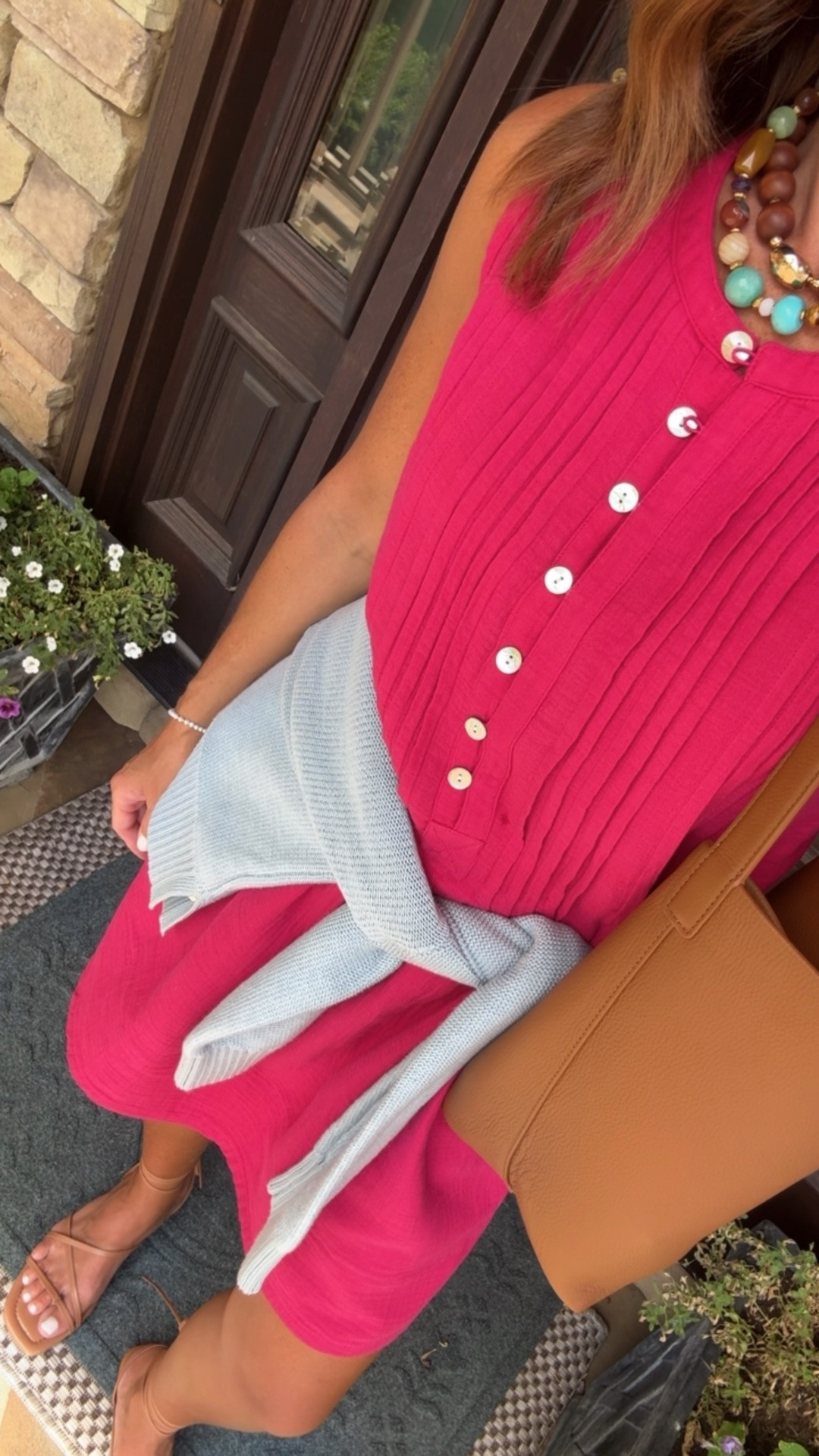 Gauze mini dress. Summer cardigan. Bucket bag. 
Dress XS. Cardigan S.

#LTKootd #LTKSeasonal #LTKOver40