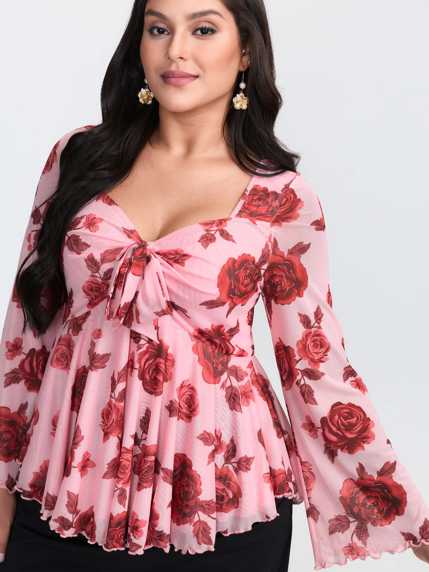 Rosy Romance Sweetheart Neckline Stretchy Blouse | Bloomchic