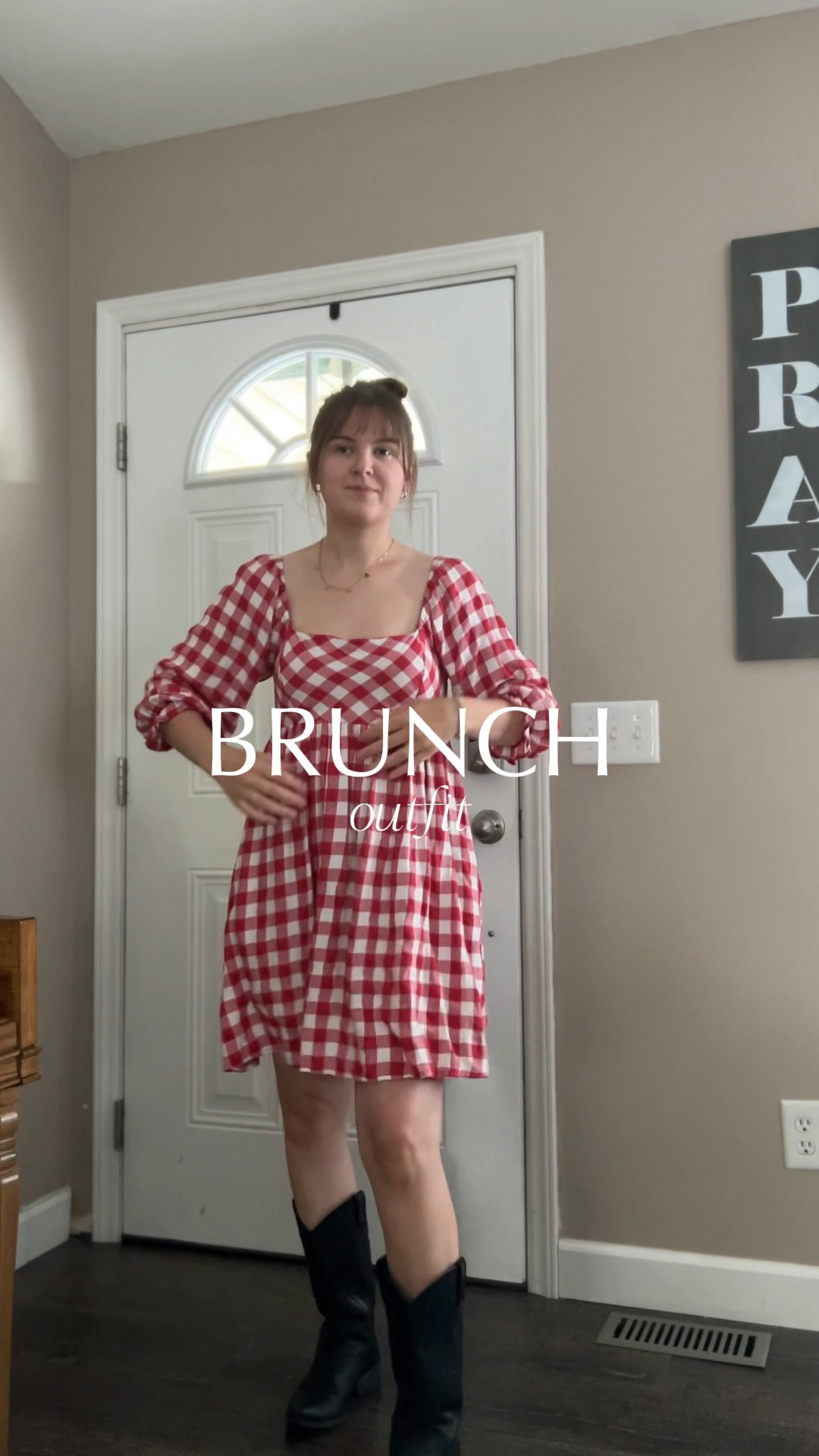 Brunch outfit idea // spring, summer, plaid, gingham, square neck, black cowboy boots, Ana Luisa earrings, mama necklace, date night, inspiration, casual style

#LTKSeasonal #LTKShoeCrush #LTKStyleTip
