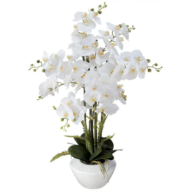Dahlia Studios White Phalaenopsis Orchid 29" High Faux Floral Arrangement | Walmart (US)