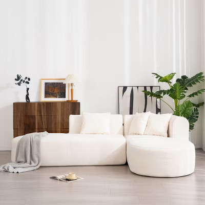 Modular Sectional Couch Beige, L-Shaped Sectional Sofas, Chaise Lounge With 4 Plush Cushions, Upholstered Sofa Free-Combined-Cuddlewood | Target