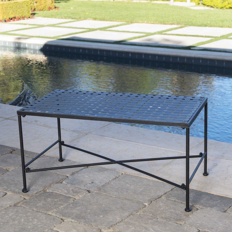 Alexander Outdoor Iron Coffee Table, Black - Walmart.com | Walmart (US)