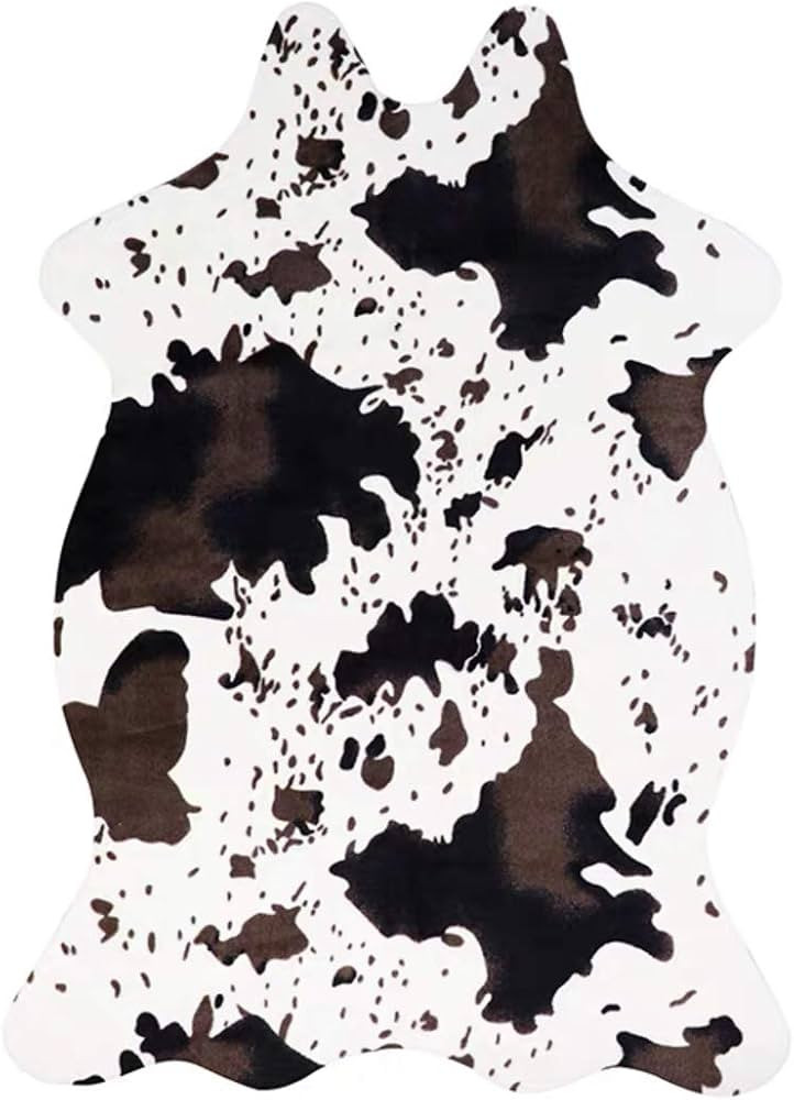 Cow Print Rug 110cmx75cm Faux Cowhide Area Carpet Animal Print Mat for Living Room Bedroom Non-Sl... | Amazon (US)