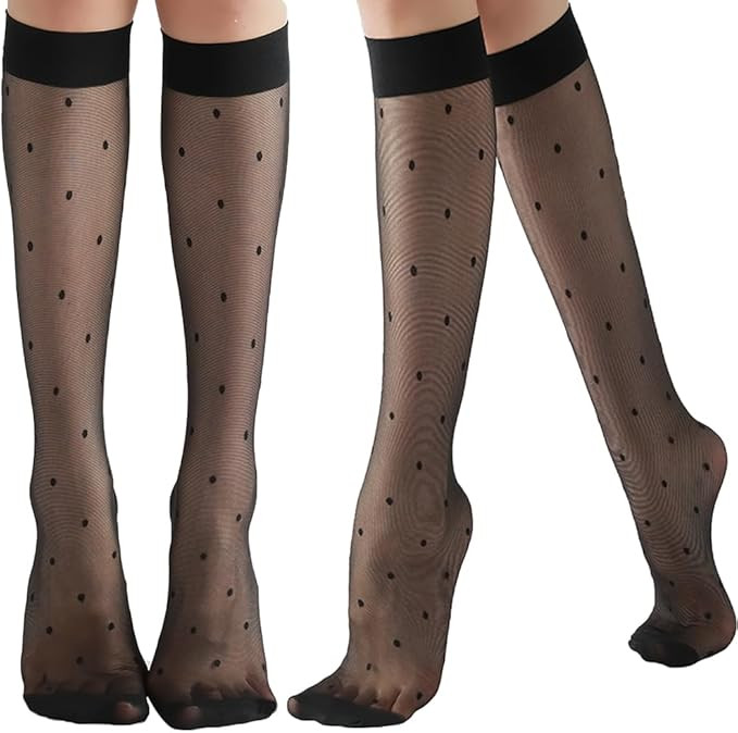 4 Pairs Pattern Knee High Stockings for Women Nylon Knee Highs One Size | Amazon (US)