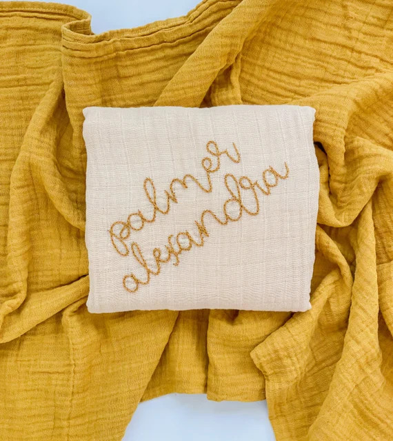 SAND Custom Hand Embroidered Personalized Swaddle Name - Etsy | Etsy (US)