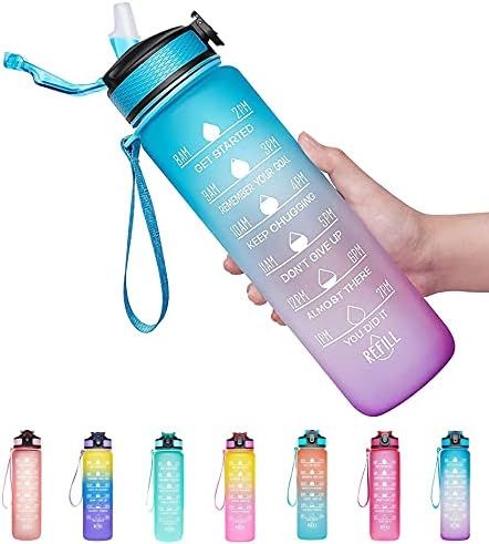 Venture Pal 32oz Motivational Fitness Sports Water Bottle with Time Marker & Straw, Large Wide Mouth | Amazon (US)