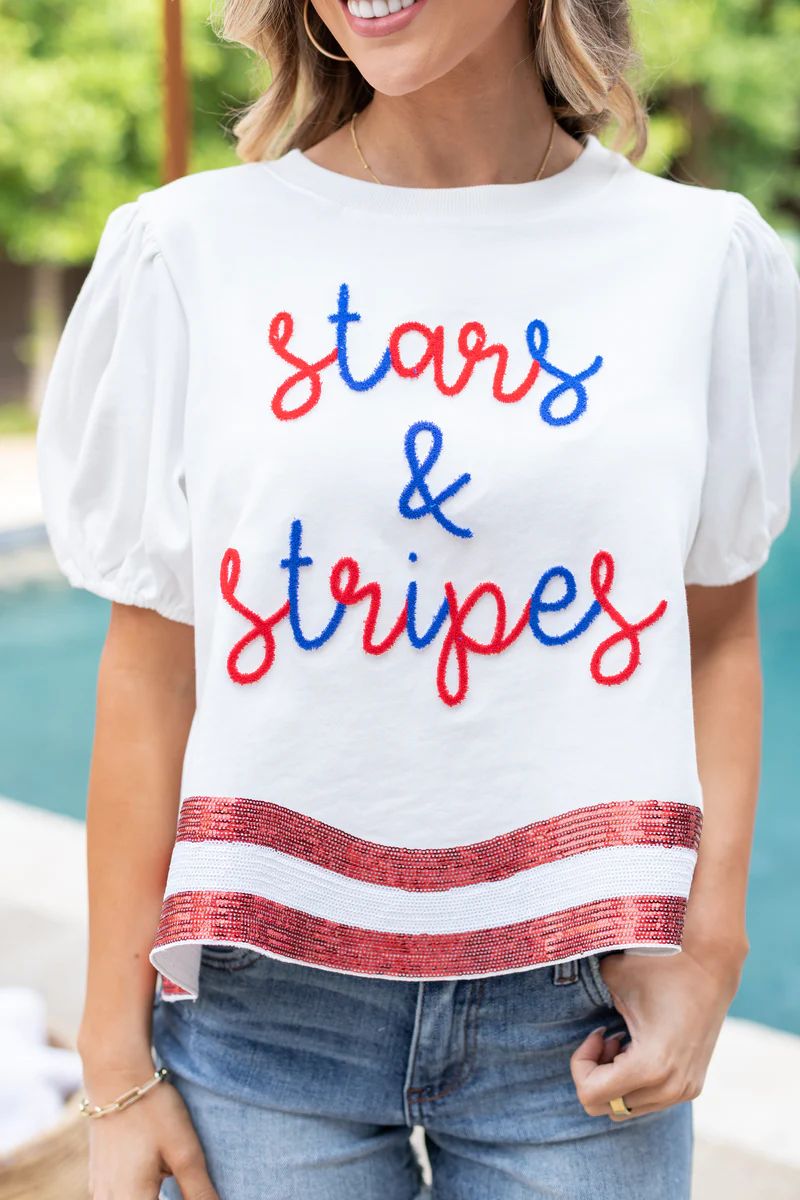 "Stars & Stripes" Top- White | Avara