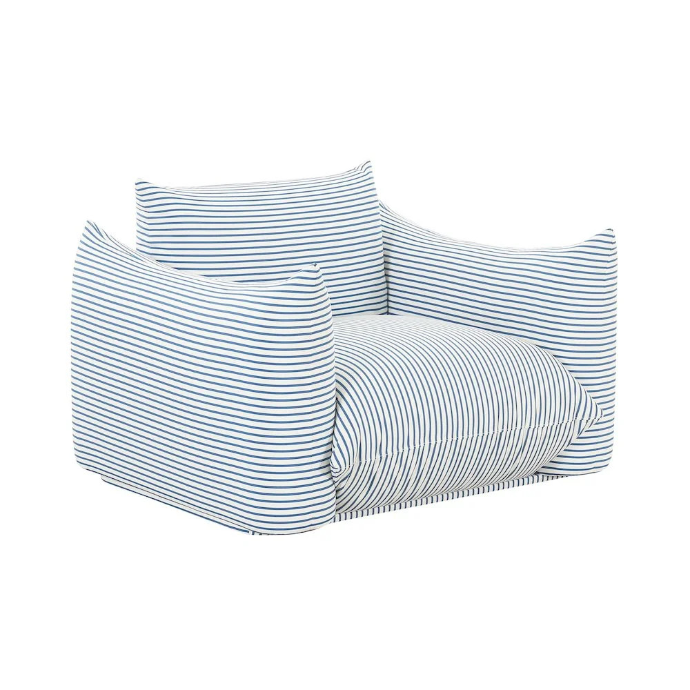 TOV Furniture Saint Tropez Pearl and Blue Striped Stuffed Outdoor Armchair | Walmart (US)