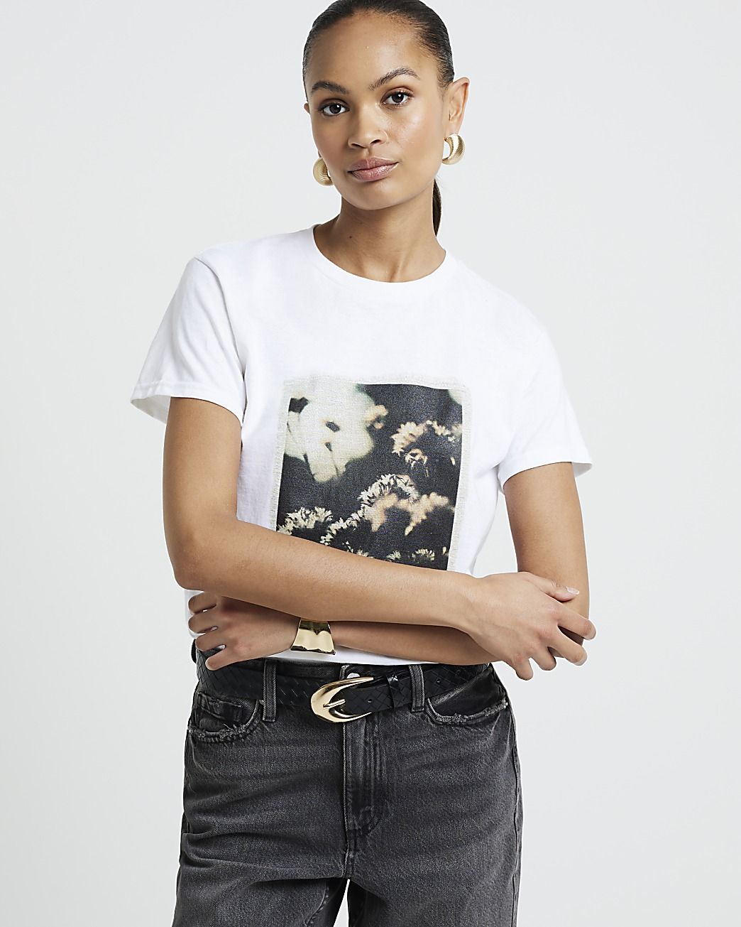 White photograph graphic t-shirt | River Island (UK & IE)