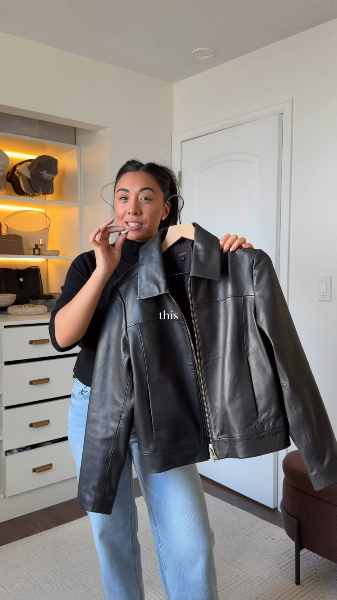 New leather jackets from Quince 🖤 wearing size M in the first one and S in the second!

#LTKootd #LTKPetite