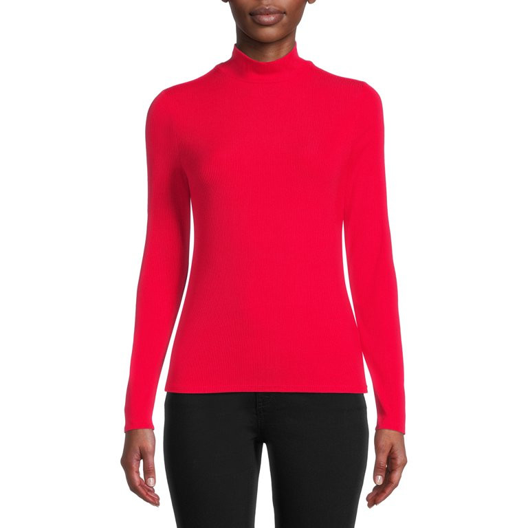 No Boundaries Juniors' Mock Neck Top with Long Sleeves | Walmart (US)