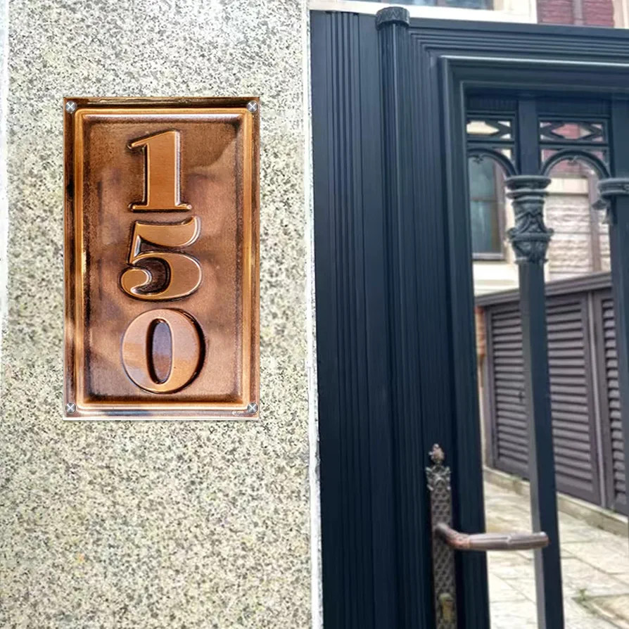 Personalized Copper metal Vertical Address Plate| Metal modern house number | Modern address sign... | Amazon (US)