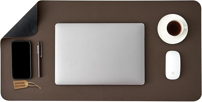 Leather Desk Mat (Real Leather-Textured) - Office Desk Pad Waterproof, Large Mouse Pad, Non-Slip ... | Amazon (US)