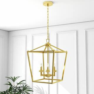 Uixe(Brand Rating: 4.0/5)6-Light Gold Square Lantern Pendant Light(3) | The Home Depot
