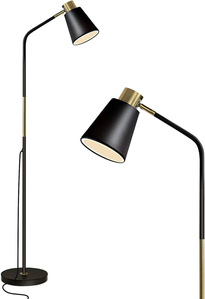 Floor Lamp, Industrial Floor Lamps Corner Lamp Rustic Farmhouse Standing Lamp, Adjustable Metal Heads Indoor Task Lighting Reading Floor Lamps for Living Room, Bedroom, E27 Socket (Black) | Amazon (UK)