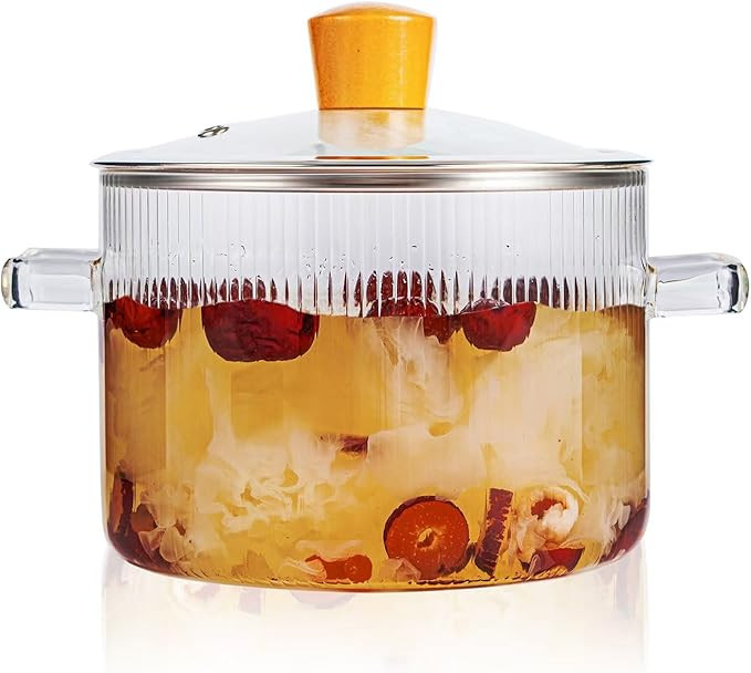 Glass Simmer Pot for Stove Top Potpourri, 1.8L(60 OZ) Clear Cooking Pots with Lids and Handles, R... | Amazon (US)