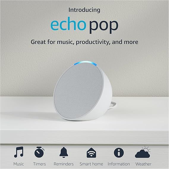 Introducing Echo Pop | Full sound compact smart speaker with Alexa | Glacier White | Amazon (US)