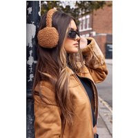 Tan Teddy Ear Muffs | PrettyLittleThing US