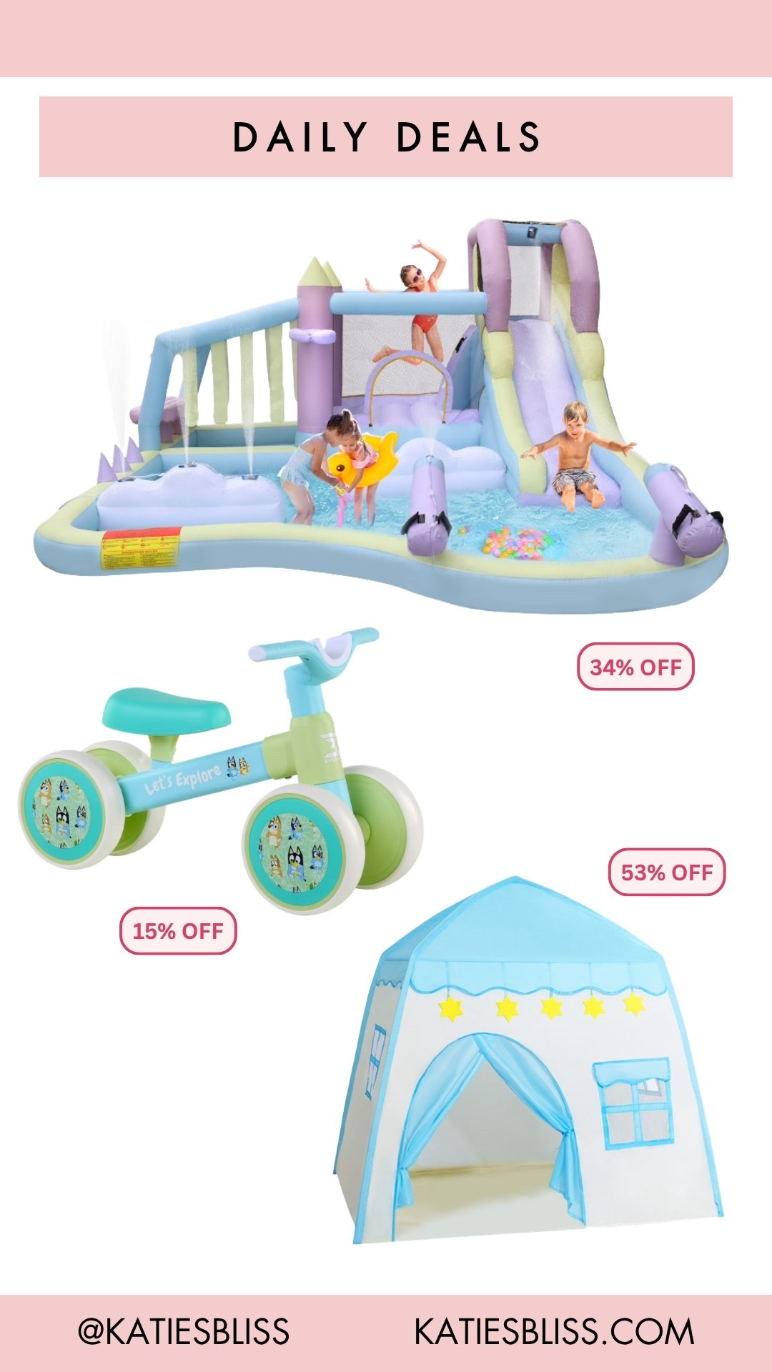 Daily deals ✨

Walmart. Deal. Sale. Markdown. Rollback. Pool. Slide. Bike. Tent. Toy. Kids. outdoor.

#LTKKids #LTKSeasonal #LTKSaleAlert