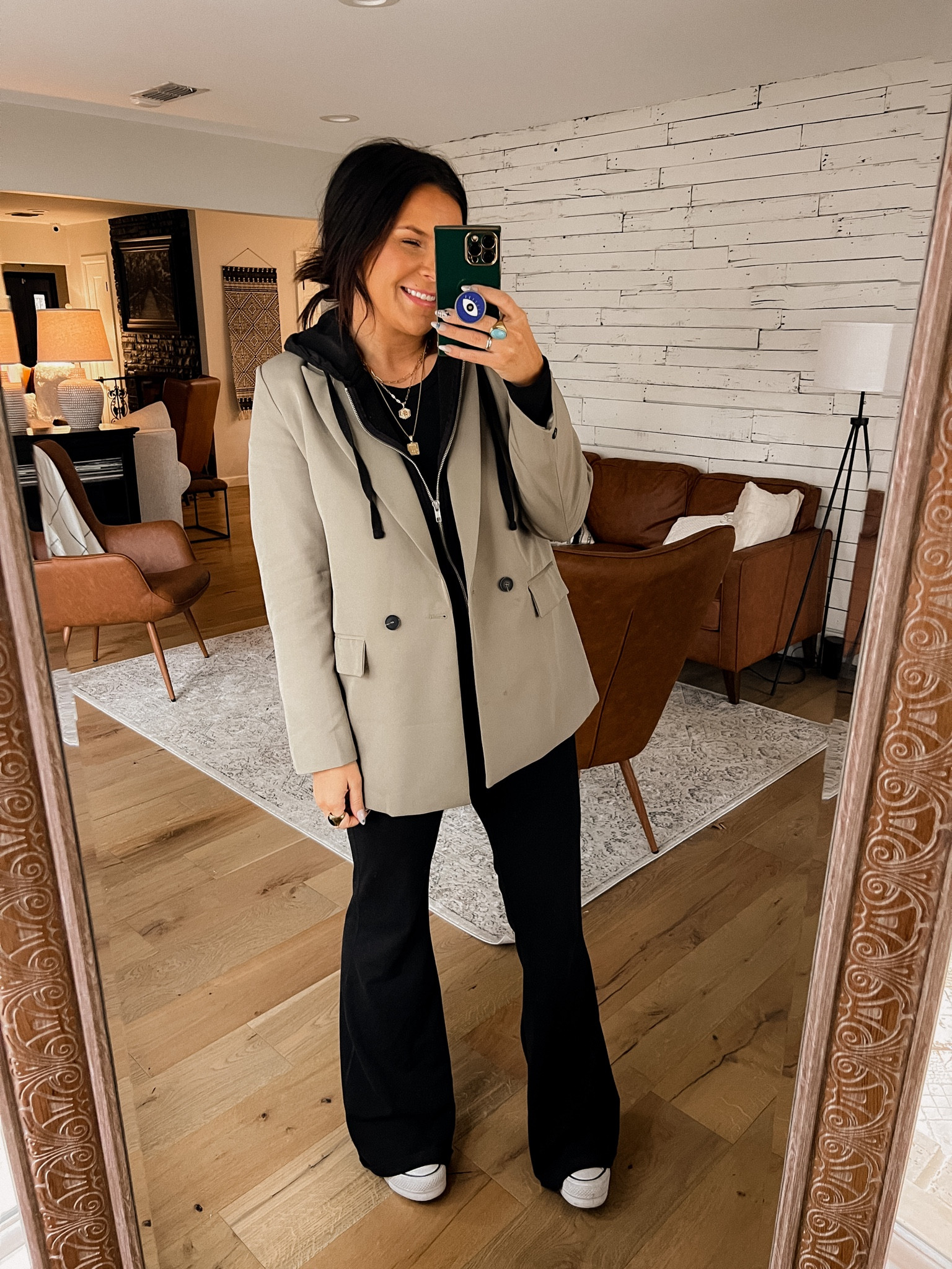Todays comfy casual blazer Outift. 
Blazer: Large
Hoodie: Large
Flare Leggings: Large/Tall
Tank: Large
Platform Converse: TTS


#LTKshoecrush #LTKstyletip #LTKunder50