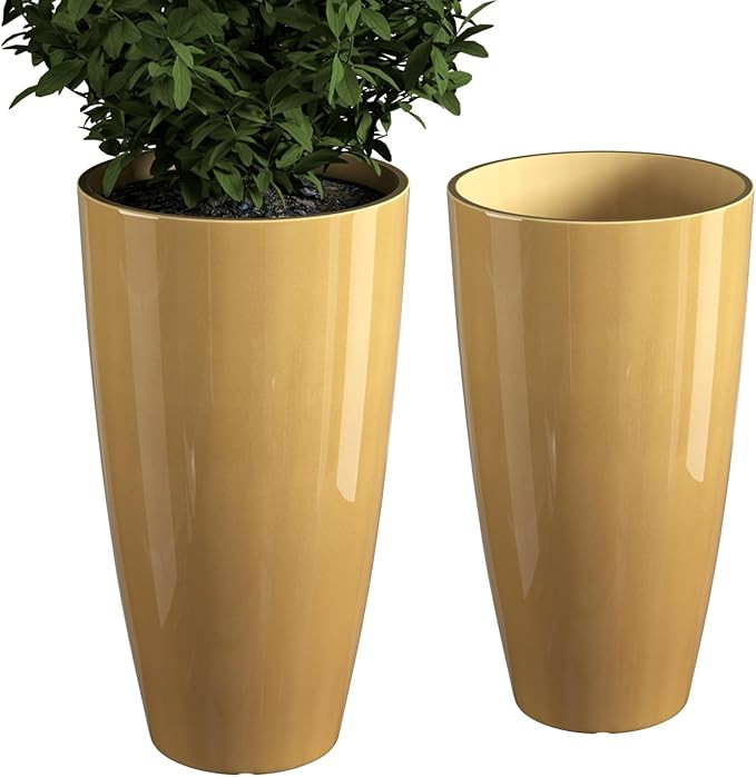 QCQHDU Planters for Outdoor Plants Set of 2 Pack 21 inch,Tall Indoor Planters with Drainage Hole,... | Amazon (US)