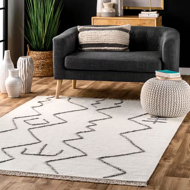 Ivory Abstract Graphic Area Rug | Rugs USA