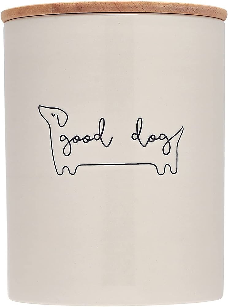 Pearhead Good Dog Treat Jar, Ceramic and Wood Pet Treat Canister, Neutral Modern Kitchen Decor, P... | Amazon (US)