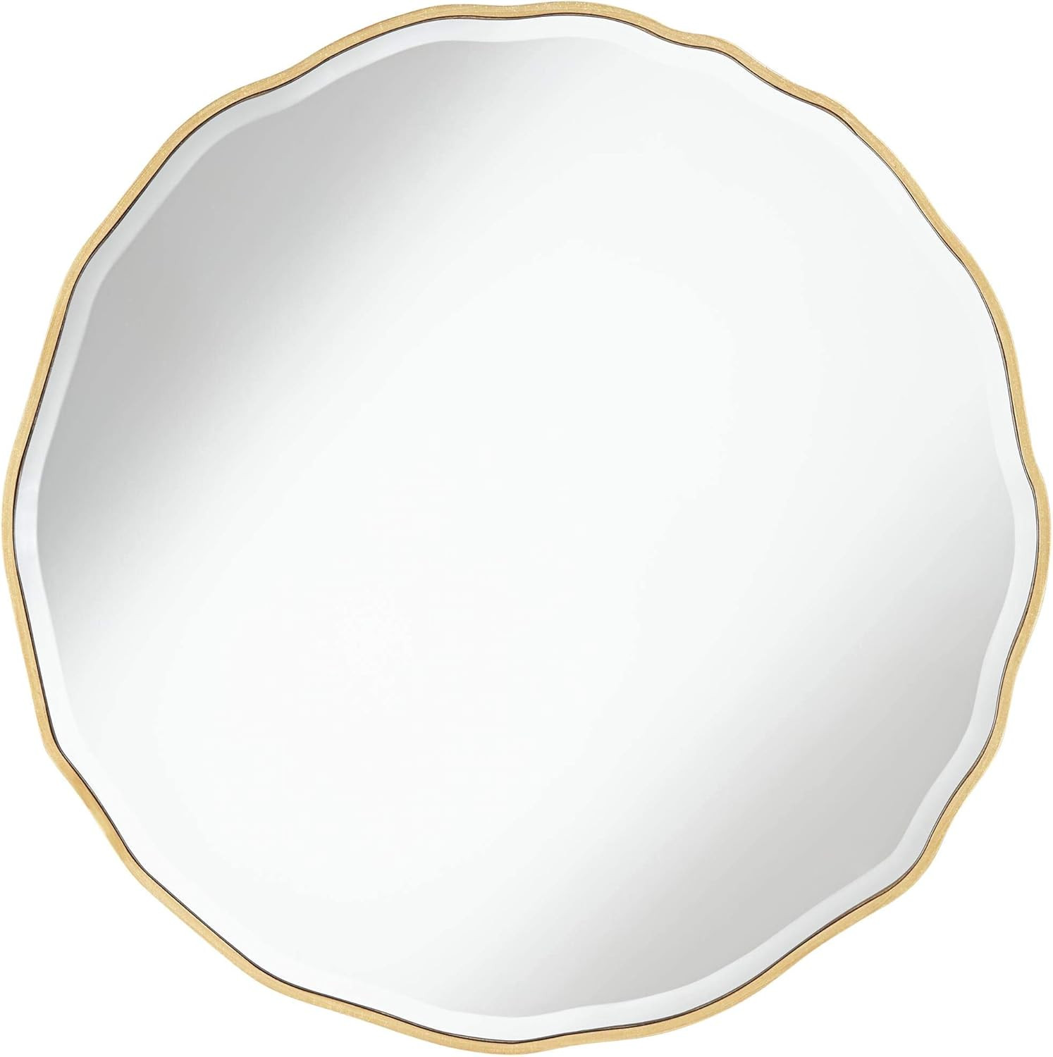 Noble Park Lissa Round Vanity Decorative Wall Mirror Modern Gold Waved Edge Wood Finish Frame Rou... | Amazon (US)