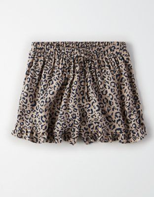 AE High-Waisted Leopard Print Runner Shorts | American Eagle Outfitters (US & CA)