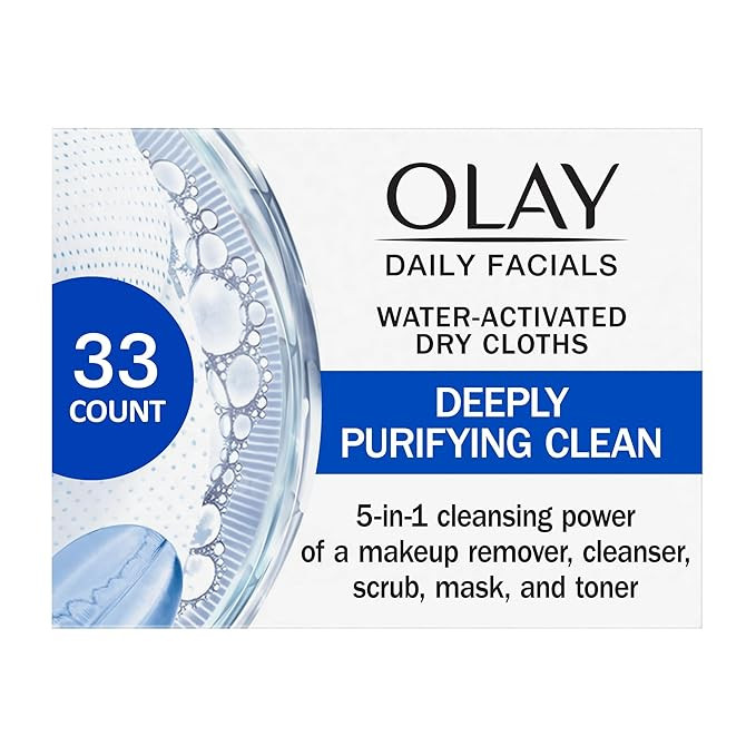 Olay Daily Facials, Deeply Purifying Clean, 5-in-1 Cleansing Wipes with Power of a Makeup Remover... | Amazon (US)