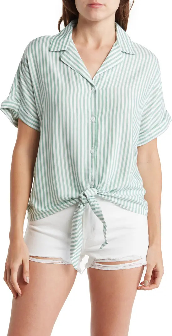 Rae Stripe Tie Front Camp Shirt | Nordstrom Rack