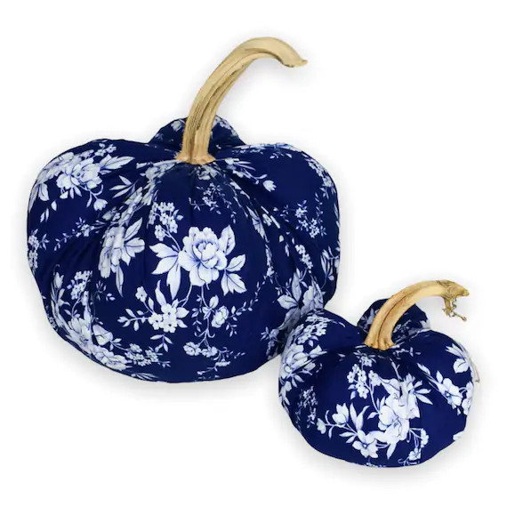 Navy Floral Pumpkin With Real Stem | Etsy | Etsy (US)