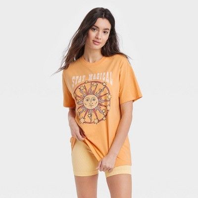 Women's Mad Engine Magical Sun Oversized Lounge T-Shirt - Orange | Target