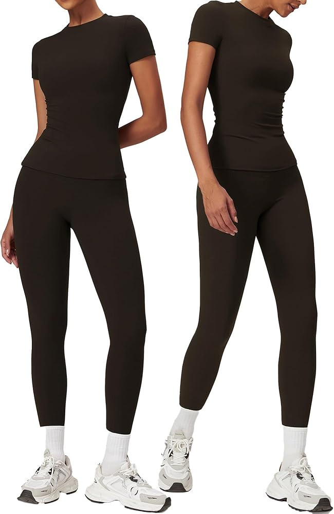yoga sets for women 2 piece Seamless Workout Sets for Women High Waist Removing chest pad workout... | Amazon (US)