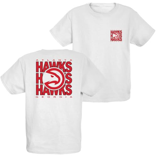 Atlanta Hawks NBA Officially Licensed Youth T-Shirt Front/Back Press White, X-Large | Amazon (US)