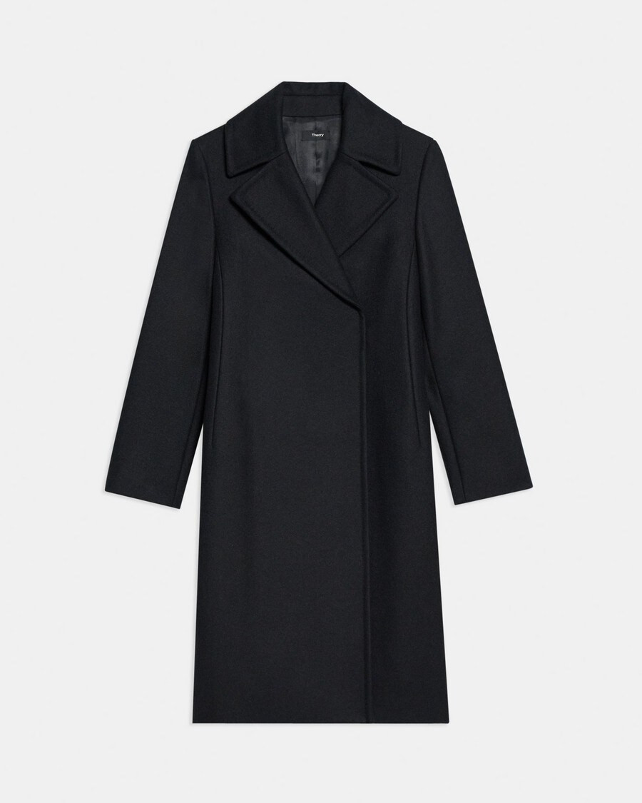 Recycled Wool Melton Sculpted Coat | Theory | Theory UK