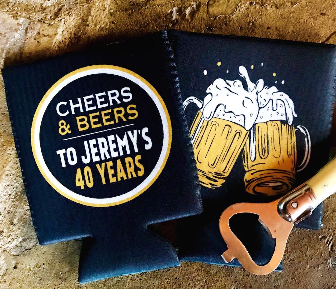Beers and Cheers Party huggers. 21 30 40 50 Beer Birthday Favors! Bachelor Party Gifts. Cheers an... | Etsy (US)