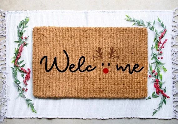 Welcome Reindeer Doormat Christmas Doormat Cute Doormat | Etsy | Etsy (US)