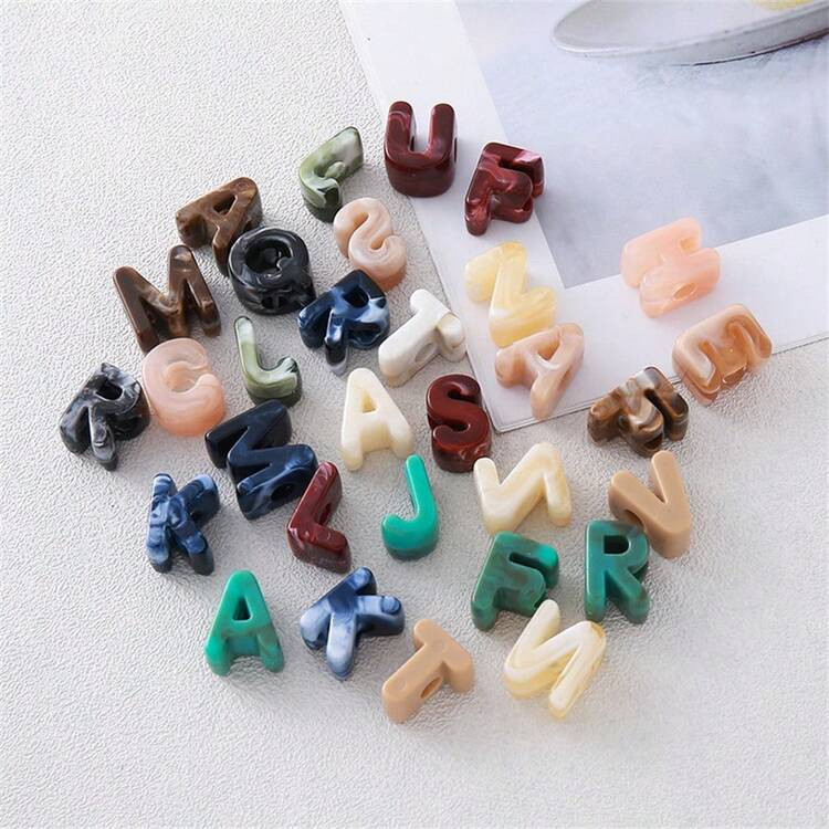10pcs/Pack, 21*14mm Acrylic Alphabet Beads, 26 Random Mixed Color Letters, Clothing Decor Accesso... | SHEIN