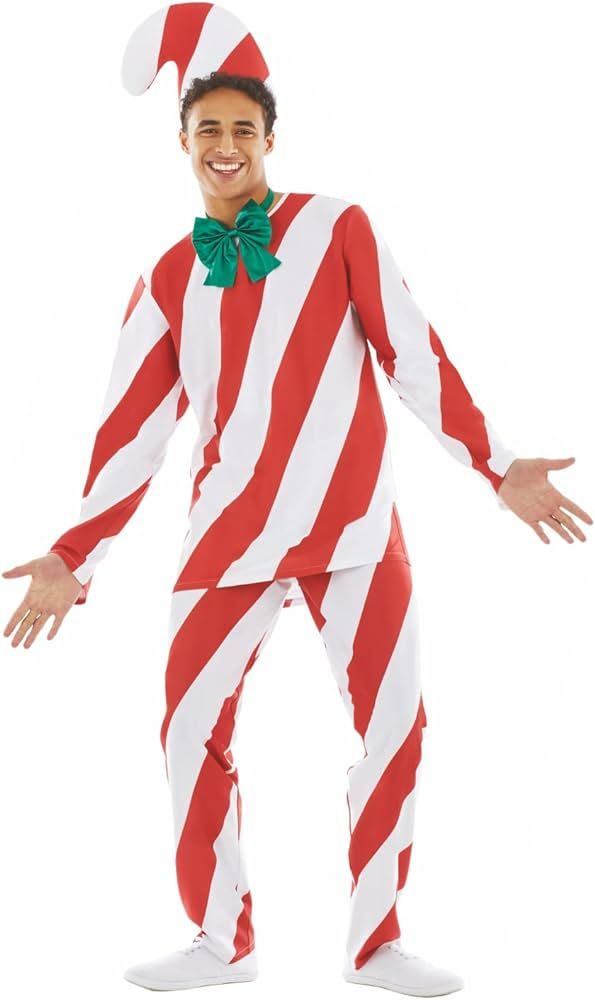 fun shack Candy Cane Adult Costume, Candy Cane Outfit, Candy Costume Adult Men, Mens Candy Cane C... | Amazon (US)