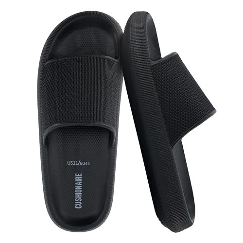 CUSHIONAIRE Feather EVA Mens Sandals – Slip On Recovery Slides, Lightweight Water Shoes for Men, BLACK 12 | Amazon (US)