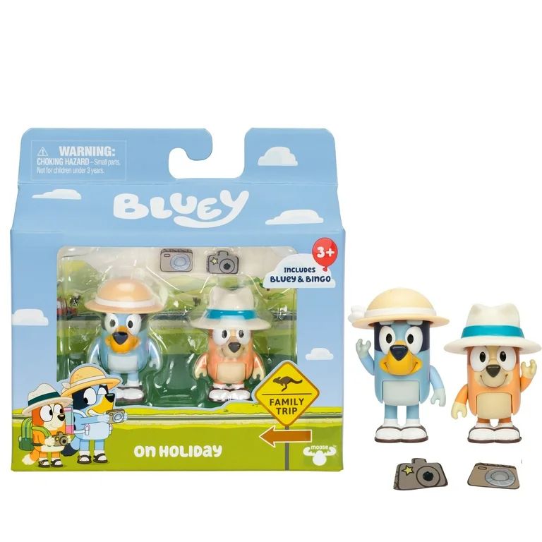 Bluey On Holiday Figure 2-Pack - On Holiday, 2.5 Inch Bluey and Bingo, Ages 3+ | Walmart (US)